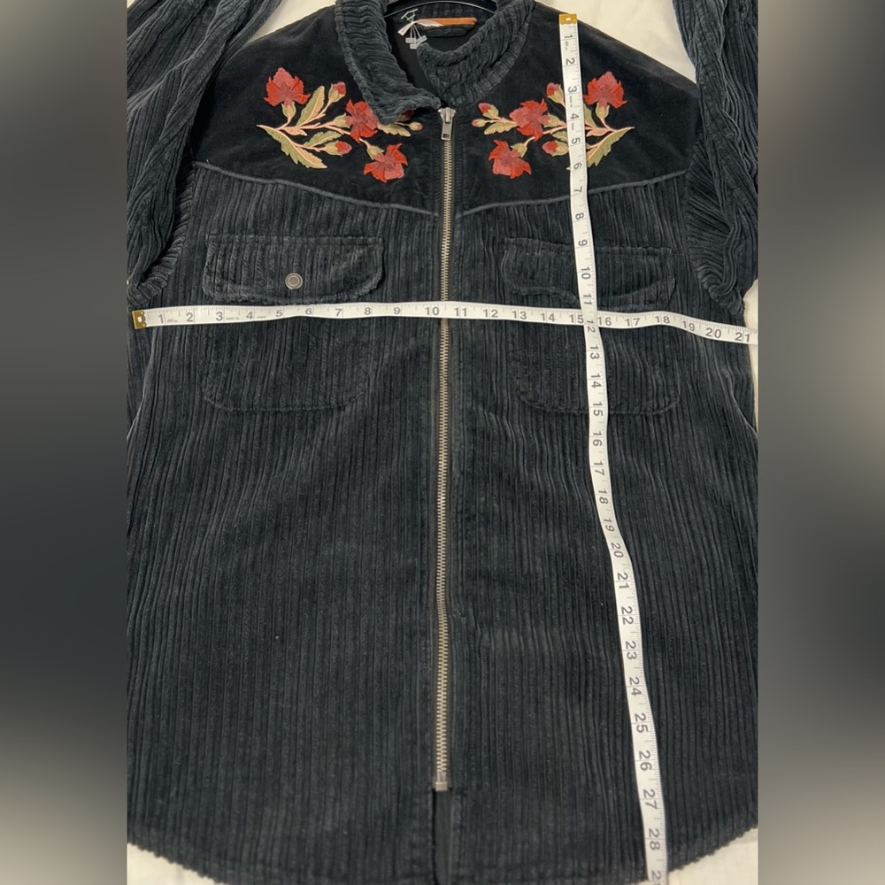 Free People Corduroy Embroidered Jacket Small BoHo Chick Vintage Inspired - Picture 9 of 9